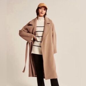 Abercrombie & Fitch Wool Blend Tan Trench Coat
